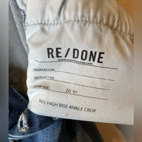 Re/Done 90's High Rise Ankle Crop Blue Jeans in Mid 70s Color Size 28 - Picture 8 of 12